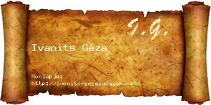 Ivanits Géza névjegykártya